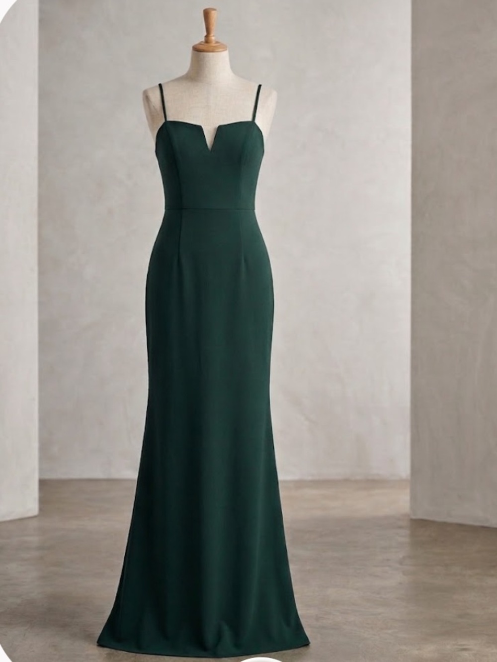 Watters Forest Green Spaghetti Strap Evening Dress Size 8 NWT